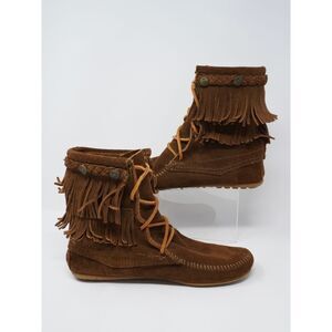 Minnetonka Size 7 Women's Double Fringe Tramper Boots